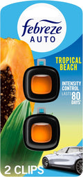 AUTO Air Freshener, Odor-Fighting Automotive Vent Clip, Scented Car Accessories, Long Lasting for Strong Odors, Tropical Beach Scent, 2 Count