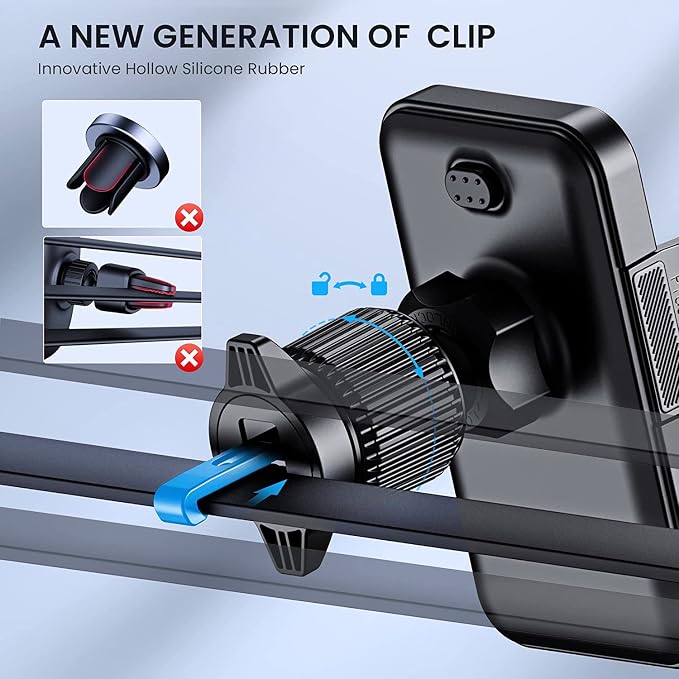 Car Vent Phone Mount for Car [Military-Grade Hook Clip] Phone Stand for Car [Thick Cases Friendly] Air Vent Clip Cell Phone Holder for Smartphone, iPhone, Automobile Cradles Universal.