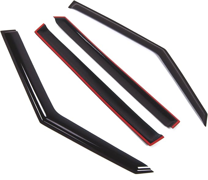 WD2-287 Dark Smoke 4 Pcs Set Window Visor (Outside Mount) Deflector Rain Guard Compatible with 2009-2013 Kia Soul