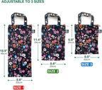 Waterproof Car Trash Bag Reusable Portable Garbage Can with Drawstring Top Adjustable Hanging Strap Leakproof & Washable for Cars SUVs & Trucks (Small Flowers)