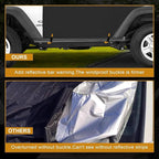 600D Cab Cover Windproof Sunshade Cover Compatible with 2007-2026 Jeep Wrangler JK JL 4 Door, 6-Layer Protection Frost Wiper & Mirror Covers Protect from Sunshine, UV, Snow, Rain