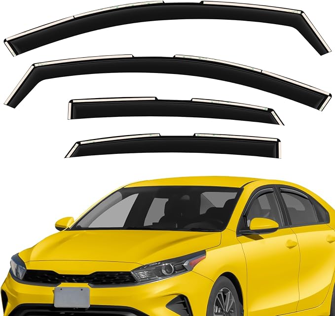 Extra Durable Window Deflectors in-Channel Window Visors Rain Guards Fit for Kia Forte 2019-2024, Sun Visors, Wind Vent for Shades, Exterior Car Accessories - 4pcs. AG0769