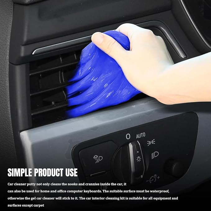 Car Cleaning Gel Clean Putty, Reusable Car Interior Cleaner Slime, Auto Detail Cleaning Soft Rubber Supplies, Universal Multi-Functional Cleaning Tool Accessories for Men Women (Blue)