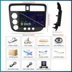 2G+64G Android Car Stereo for Honda Civic 2000-2005 Wireless A-pple CarPlay Android Auto, 9" HD Touchscreen GPS Navigation WiFi EQ Audio Bluetooth 26-UI Mirror Link FM/RDS SWC+ Bakup Camera Mic