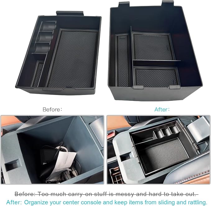 for 2022-2026 Ford Maverick Center Console Organizer Tray Accessory | for 2022-2026 Maverick Armrest Trays Storage Box Coin Holder Maverick Truck Accessories, 2-Pack (Black Trim)