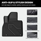 Floor Mats for Kia Telluride 2025 2024 2023 2022 2021 2020, All Weather TPE Custom Fit Floor Liners 1st & 2nd & 3rd Row Car Mats Accessories, Black