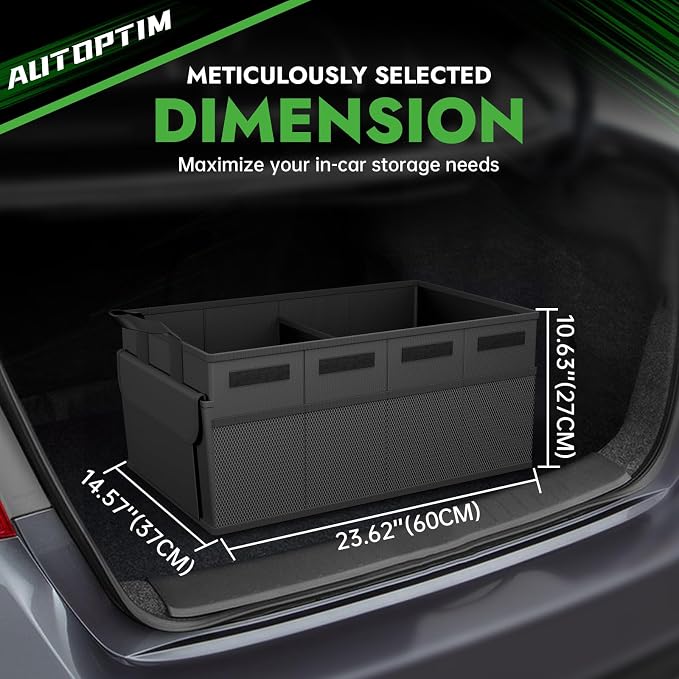 Car Trunk Organizer - 65L Collapsible Car Organizer with Non Slip Bottom & Multiple Pockets for Groceries, Trunk Storage with Base Panel for SUV Sedan Van, 2 Compartments (Black, Large)