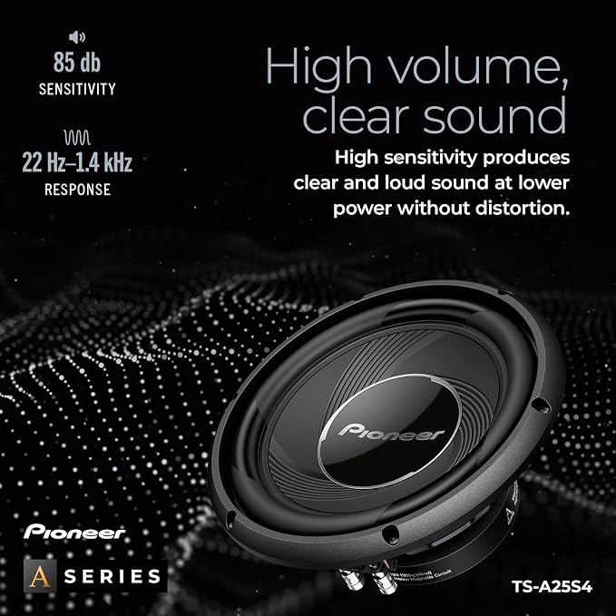 A-Series TS-A25S4 10” Subwoofer – 1300W Max, Sealed or Ported Enclosure Compatible, Strong Bass