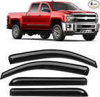Rain Guards Fit for Chevy Silverado/GMC Sierra 1500 Crew Cab 2014 2015 2016 2017 2018, Tape-On Window Deflector Extra Durable Side Sun Rain Guard 2014-2018 Silverado/Sierra Rain Guard Black