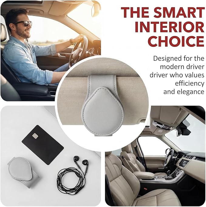 Car Visor Sunglasses Holder, Magnetic Vehicle Sun Visor Eyeglasses Hanger Ticket Card Holder Clip, Auto Interior Sunvisor Glasses Mounter Organizer, Universal for Vehicles (Grey)