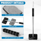 Car Windshield Cleaning Tool, Car Windshield Window Cleaner, Auto Glass Wiper Tool with Extendable Handle & Reusable Microfiber Pad, Universal Vehicle Cleaning Car Accessories (Black)