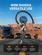 Digital Tire Pressure Gauge with Inflator, 3-250PSI Air Compressor Accessories with Heavy Duty Air Chuck Quick Connect Coupler, Fits 1/4" NPT – for Car Truck SUV RV, 1 Pack Compact
