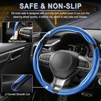 3pcs Carbon Fiber Anti-Skid Steering Wheel Cover, Waterproof & Segmented Butterfly Design, Universal 99% Vehicle Wheel Cover Protector, Car Interior Accessories, Blue