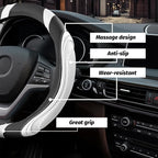 15 Inch Car Leather Steering Wheel Cover, Automotive Accessories Elastic Breathable Anti-Slip Soft Wheel Protector Fits Men and Women, Suitable for SUVs, Trucks, Vehicles and RVs (White)