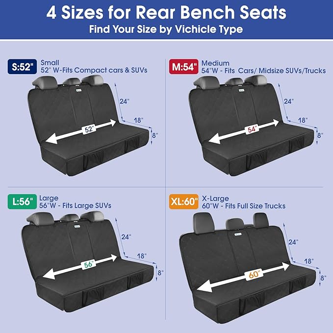 ALLANSING Upgraded 900D Heavy Duty Dog Back Bench Seat Cover for Full‑Size Trucks, Car Seat Protector, Seatbelt & Armrest Compatible, Waterproof & Non‑Slip for Dogs & Kids
