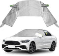 Windshield Window Snow Cover with 2 Hooks and 2 Mirror Covers Ice and Snow Front Window Sunshade Cover Fit for SUVs, Trucks, Cars (White-Sedans)