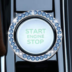 2 PCS Crystal Rhinestone Car Engine Start Stop Decoration Ring, Bling Car Interior Accessories for Women, Push to Start Button Cover Sticker, Automotive Decals, Blue