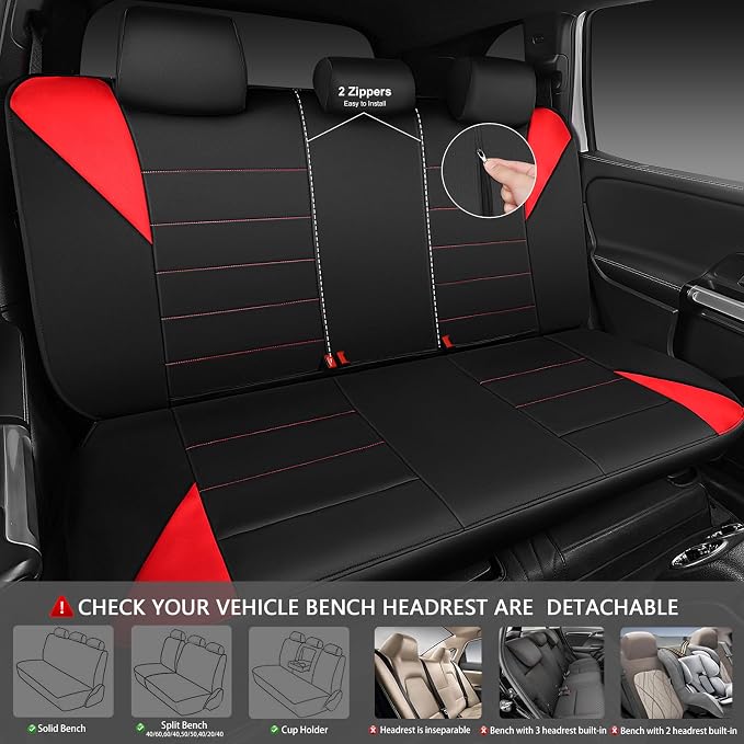 Neoprene Wetsuit Seat Covers, Waterproof Car Seat Covers Full Sets with 5mm Composite EVA, Universal Fit for Car,Sedan, SUV TrucksAnti Slip, Airbag Compatible(Black Red