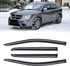 Rain Guards for 2009-2020 Dodge Journey, Out-Channel Window Visor Shields Vent Deflector Shade Wind Dark Smoke 2010 2011 2012 2013 2014 2015 2016 2017 2018 2019, Tape-On Outside-Mount, 4PCS