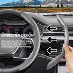 2pcs Universal Fit Carbon Fiber Steering Wheel Cover, Anti-Skid Steering Wheel Cover/Segmented Steering Wheel Protector/Car Interior Accessories (Gray)