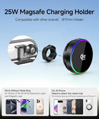 Qi2.2 25W Wireless Charger Car Phone Mount for BMW 2/3/4 Series 2022-2024 | 3 Series 19-25,4 Series/i4 21-24, Magsafe Accessories Fast Charging Magnetic Cell Phone Holder Compatible with iPhone Android
