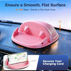 Car Phone Holder, Car Phone Mount Silicone Car Pad Mat for Various Dashboards, Slip Free Phone Stand Compatible with iPhone, Samsung, Pink