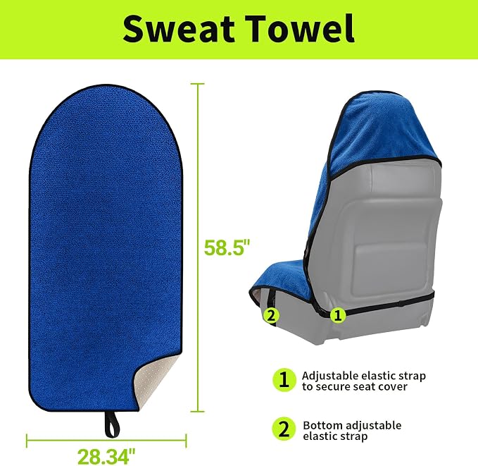 Towel Car Seat Cover Waterproof Blue for Truck SUV Front Seat Machine Washable - After The Gym, Runs, Swimming, Surfing