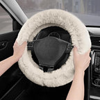 Steering Wheel Cover, Fluffy Car Wheel Covers for Women/Girls/Ladies，Soft Wool Fur Steering Wheel Protector, Universal 14 1/2 inches to 15 inches - White