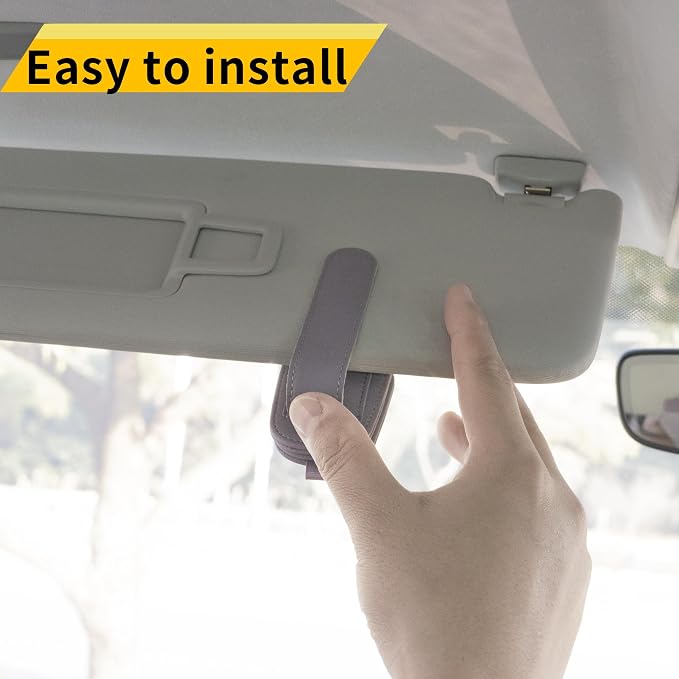 Magnetic Leather Sunglasses Holder for Car, 2 Packs (Purple) | Magnetic Car Visor Accessories