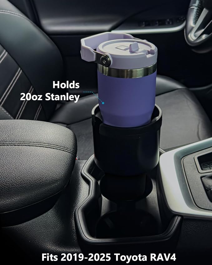 Car Cup Holder Expander, Long Base for 32-40oz Large Bottles | For Deeper cup holders on RAV4, Adjustable offset adapter, Holds 3.4-3.8 in bottles Mugs, Extender for Yeti Owala Hydro Flask