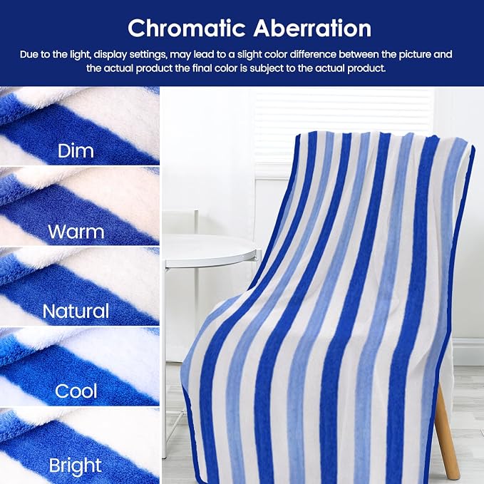 Bath Towels Set, Large Microfiber Bath Towel for Body, 2 Pack, 30" x 60", Oversized, Soft, Super Absorbent,Fast Drying, Perfect for Shower, Sauna, Gym, Sports, Fitness, Yoga, Cabana Stripe Blue