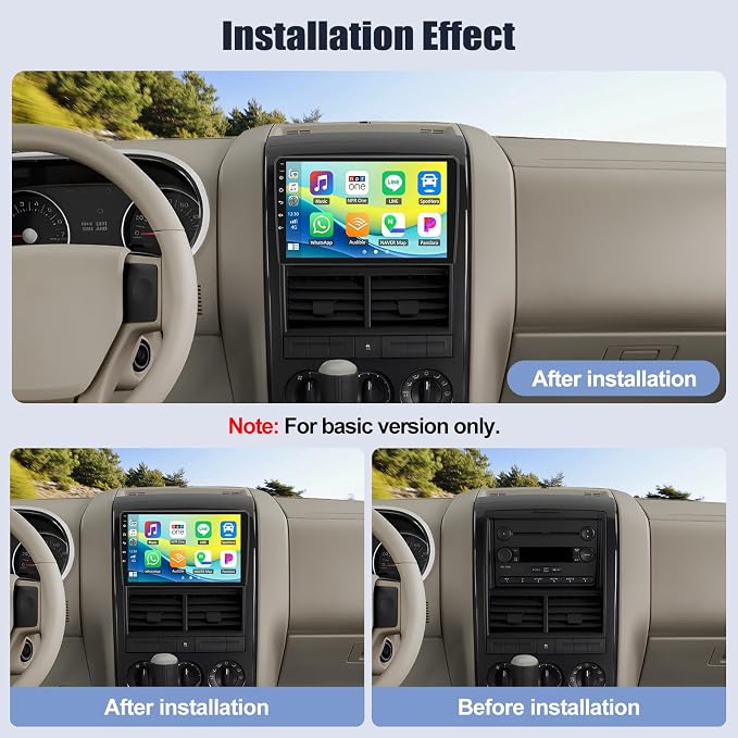 8 Core Qualcomm Android Car Stereo for Ford Explorer 2005-2010 10.1 Inch Touch Screen with CarPlay Android Auto 4G+64G Bluetooth Cooling Fan Weather Forecast UI Design Intelligent Voice