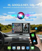 9" CarPlay Screen for Car, 4K Dash Cam Car Tablet for Apple Android Auto,1080P Rear Backup Camera, Wireless Portable Touch Voice Control Screen for GPS Navigation, Bluetooth, Mirror, Truck