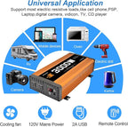 3000 watt Power Inverter Pure sine Wave 3000W 12v to 110v for car Vehicles Truck Camping Solar Panel Power Converter with Clamps and Remote car Power inverters 3000W