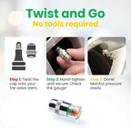 4Pcs 36 PSI Car Tire Pressure Monitor Valve Stem Caps, Easy to Read 3 Color Eye Alert Sensor Indicator for Pre-Drive Check Road Safety