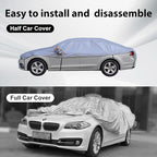 Half Car Cover SUV, Top Cover for Windshield & Sunroof Protection with Cotton Liner, Hail Protector Car Cover Waterproof All Weather for Snow, Sun,Rain,Dust,Size L