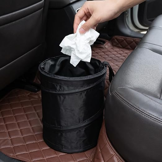 2 Pack Car Trash Can, Foldable Washable Mini Pop-Up Garbage Can | Leakproof Pop-Up Trash Can with Hanging Loop, Portable Waterproof Car Garbage Bin for Automotive Camp Office Travel(1 Gallon)