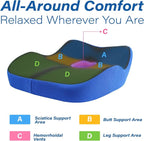 Car Seat Cushion for Driving, Car Seat Pillow for Short Drivers | Ergonomic Memory Foam Seat Cushion for Pain Relief, Adult Booster Seat for Car, Butt Cushion for Car, Truck, Office, Blue