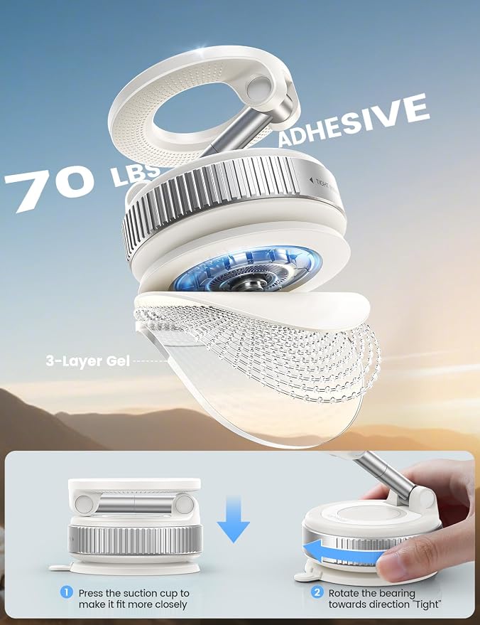 Car Phone Mount - [70 LBS Strongest Suction] for Magsafe Car Mount, 360° Adjustable Suction Cup Phone Mount Dashboard Windshield Vacuum Magnetic Phone Holder for Car White