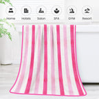 Microfiber Bath Towels,2 Pack(30" x 60"), Oversized, Soft, Super Absorbent, Fast Drying, Large Beach Towel Set for Sauna, Salon, Sports, Fitness, Yoga, Cabana Stripe Pink