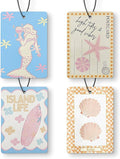 Pastel Coastal Summer Beach Car Air Freshener 4 Pcs, Mermaid Seashell Floral Surfboard Ocean Hanging Air Freshener for Cars Closet Drawer Books, Cute Beachy Car Accessories for Women Girls