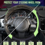 Line Rider Microfiber Leather Sporty Steering Wheel Cover Universal Fits for 95% Truck,SUV,Cars 14.5-15inch, Anti-Slip Safety Comfortable Design (Glows Lime Fluorescent Green)