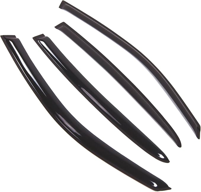 WD2-760B Dark Smoke 4 Pcs Set Window Visor (Outside Mount) Deflector Rain Guard Compatible with 2017-2018 Dodge Charger