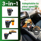 Car Cup Holder Tray, Extra Large Car Cup Holder Expander with 360° Rotation Fit Most Big Cup Detachable 3 in 1 Car Trays for Eating, Phone & Snack Organizer Road Trip Essentials