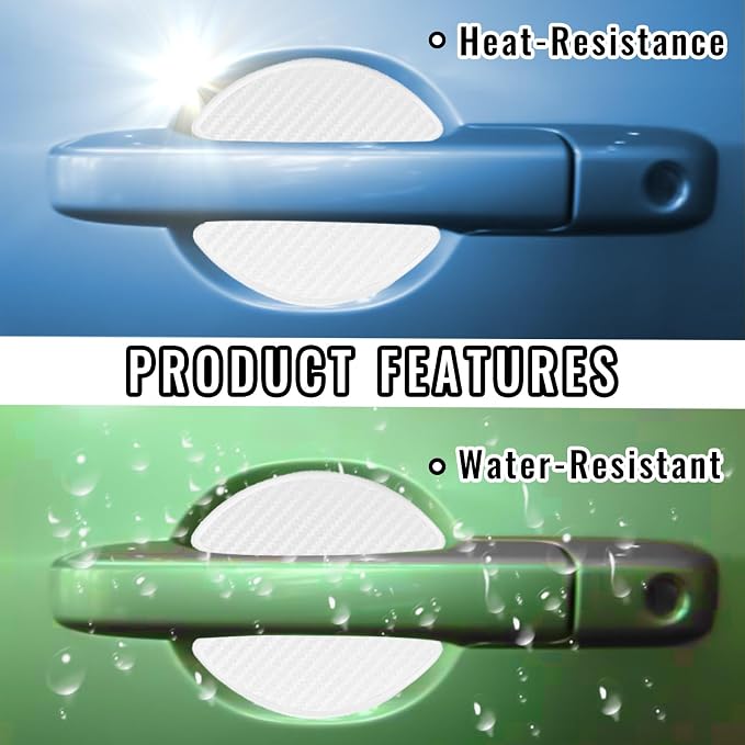 4Pcs Semi-Transparent Carbon Fiber Like Car Door Handle Cup Protective Sticker Auto Door Paint Guard(M)