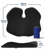 Car Seat Cushion for Driving - Orthopedic Car Cushion for Office, Travel, Gaming Chair Memory Foam Driver Booster for Short People, Non-Slip, Washable Cover, Back & Sciatica Relief