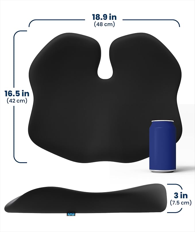Car Seat Cushion for Driving - Orthopedic Car Cushion for Office, Travel, Gaming Chair Memory Foam Driver Booster for Short People, Non-Slip, Washable Cover, Back & Sciatica Relief