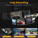 Dash Cam 3 Inch 1080P 4 Channel Dash Camera for Cars with Driving Loop Recording, Exposure Compensation, Motion Detection, Reverse Help, 360 Degree Protection
