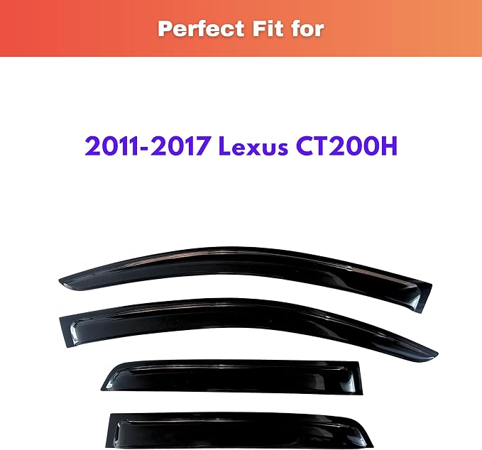 KPY Rain Guards Fit for 2011-2017 Lexus CT200H, Out-Channel Window Visors Vent Wind Deflectors 4PC, Car Accessories for 11-17 Lexus CT200H