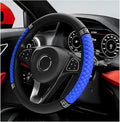 Bling Car Steering Wheel Cover, 15 Inch Sparkly Rhinestone Soft Leather Steering Wheel Protector, Non-Slip Universal Auto Elastic Steering Wheel Covers for Women Girls (Blue)